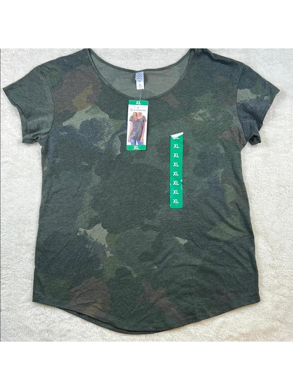 Alternative Apparel Women’s Camo Relaxed Short Sleeve T-Shirt Size XL
